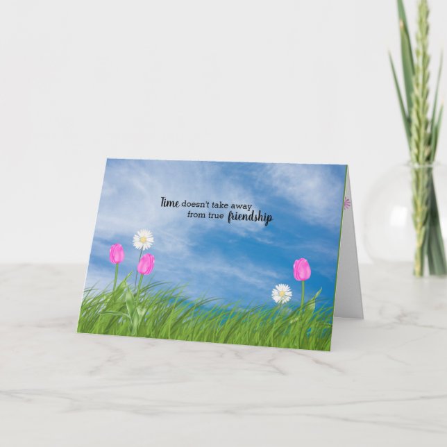 tulips and daisies Miss You Card (Front)