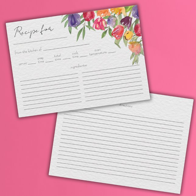 Tulips and Greenery Bridal Shower Recipe Card (Creator Uploaded)