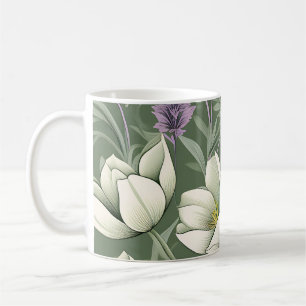 Tulips And Lavender On Green Coffee Mug