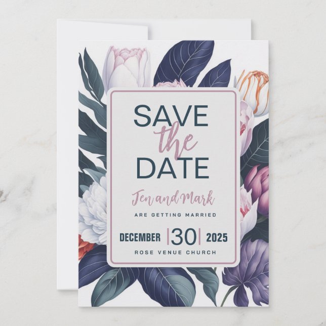 Tulips and water lilies Save the date Invitation (Front)