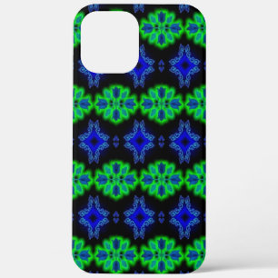 Tulips Artdeco in Retro style green blue black iPhone 12 Pro Max Case
