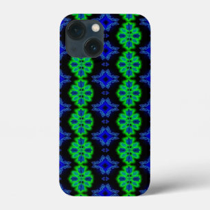 Tulips Artdeco in Retro style green blue black iPhone 13 Mini Case