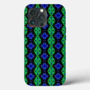 Tulips Artdeco in Retro style green blue black iPhone 13 Pro Case