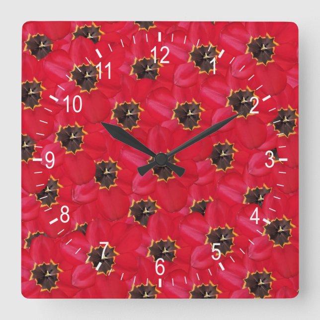 Tulips background square wall clock (Front)