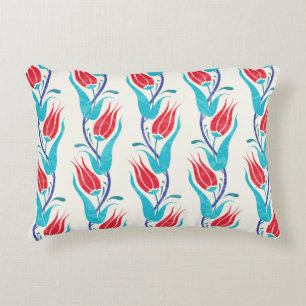Tulips background. Traditional turkish motif. seam Decorative Cushion