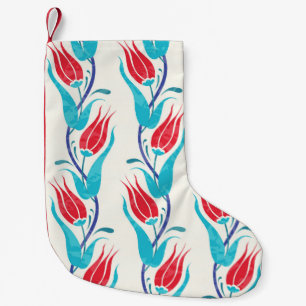 Tulips background. Traditional turkish motif. seam Small Christmas Stocking