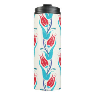 Tulips background. Traditional turkish motif. seam Thermal Tumbler
