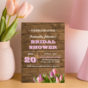 Tulips & Barnwood Bridal Shower Invitations