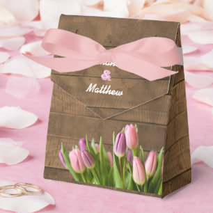 Tulips & Barnwood Wedding Favour Box