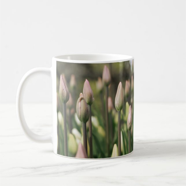 Tulips beginning to bloom coffee mug (Left)