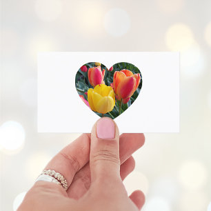 Tulips Blossoms Heart Shape Photo Business Card