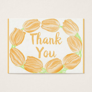 Tulips Border Peach Floral Thank You Card