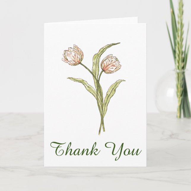 Tulips Botanical Floral Thank You Card (Front)