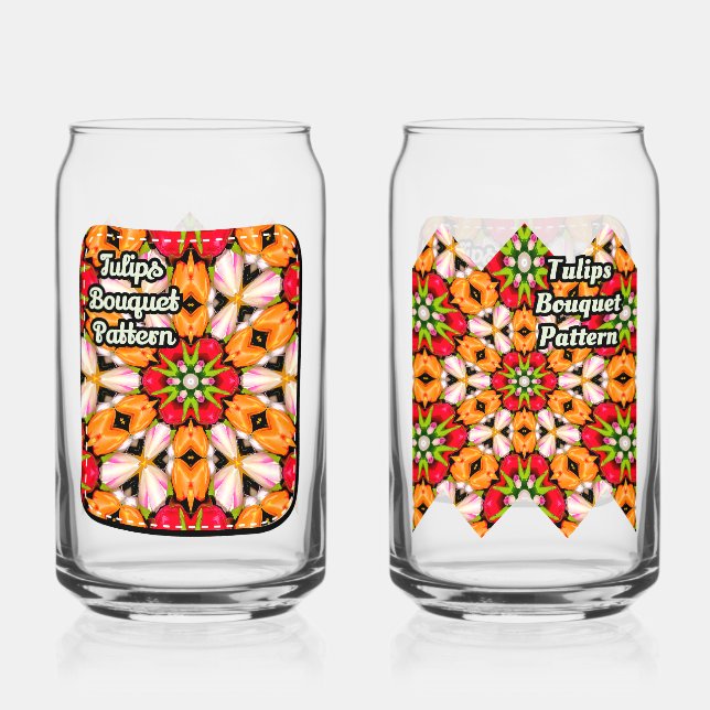 Tulips Bouquet Pattern Can Glass (Front)
