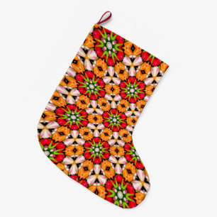 Tulips Bouquet Pattern Large Christmas Stocking