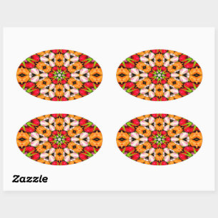 Tulips Bouquet Pattern Oval Sticker