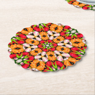 Tulips Bouquet Pattern Paper Coaster