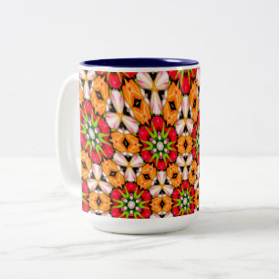 Tulips Bouquet Pattern Two-Tone Coffee Mug