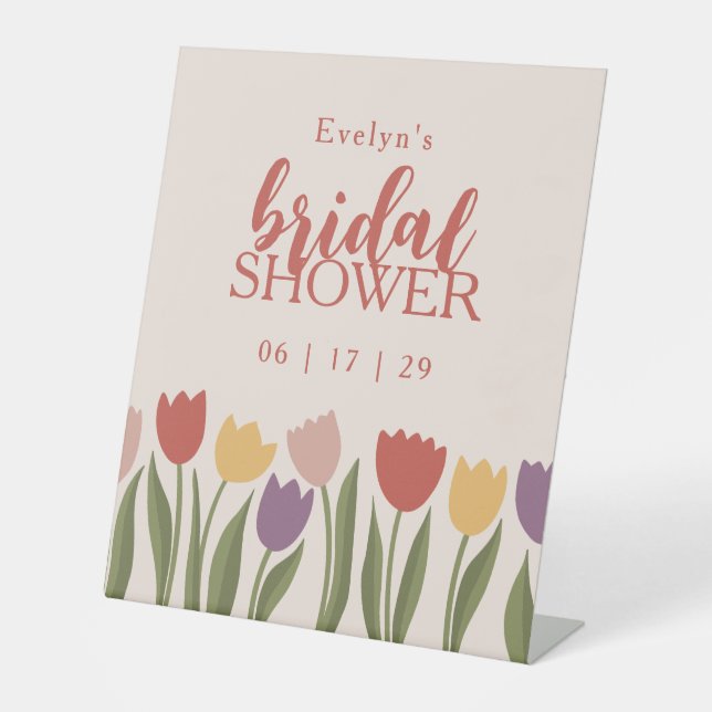Tulips Bridal Shower Invitation Pedestal Sign (Front)