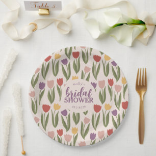 Tulips Bridal Shower Personalised Paper Plate