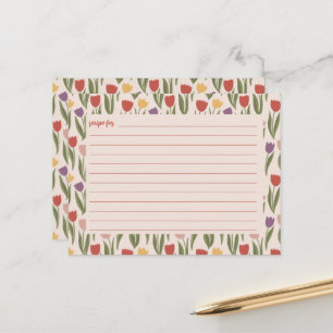 Tulips Bridal Shower Recipe Card