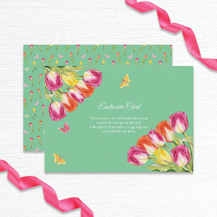 Tulips & Butterflies Green Bridal Shower Enclosure Card