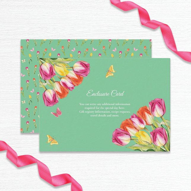 Tulips & Butterflies Green Bridal Shower    Enclosure Card (Creator Uploaded)