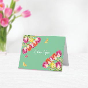 Tulips & Butterflies Green Bridal Shower    Thank You Card