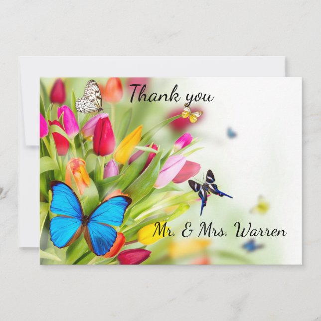Tulips & butterflies thank you card (Front)