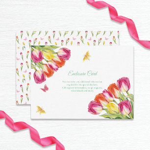 Tulips & Butterflies White Bridal Shower Enclosure Card