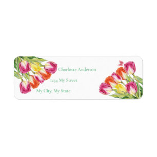 Tulips & Butterfly White Bridal Shower             Return Address Label