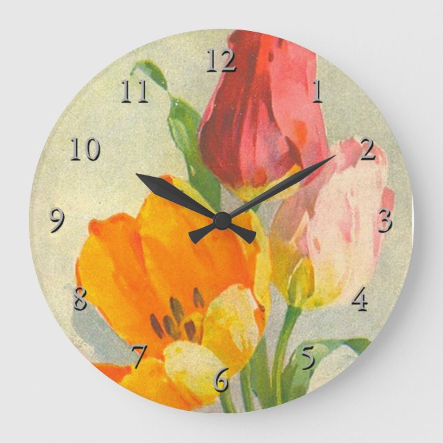 Tulips by Catherine Klein Large Clock (Front)