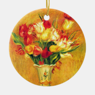 Tulips by Pierre Renoir, Vintage Impressionism Art Ceramic Tree Decoration