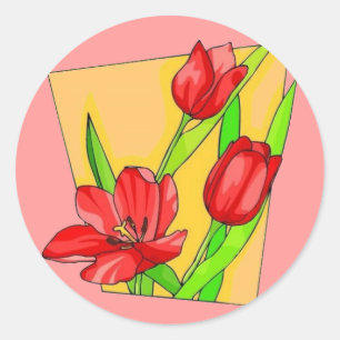 Tulips Classic Round Sticker