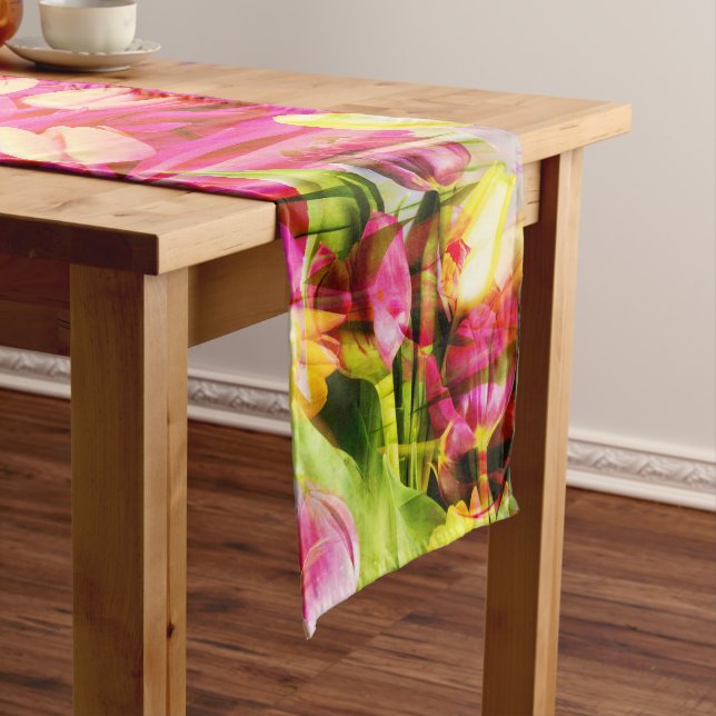 TULIPS - Coloured Tulips of Fractal Art - Long Table Runner (In Situ)