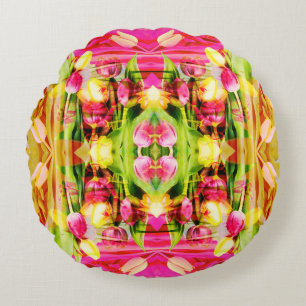 TULIPS - Coloured Tulips of Fractal Art - Round Cushion