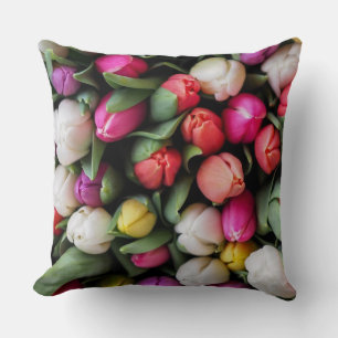 Tulips Colourful Flowers Easter Spring Cushion