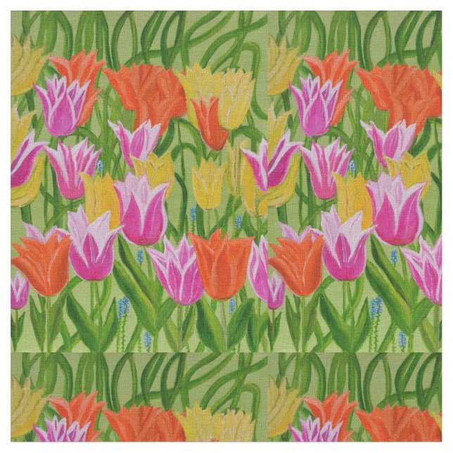 Tulips cotton fabric  (Close Up)