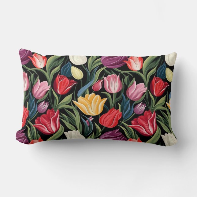 Tulips Cotton Throw Pillow (Front)