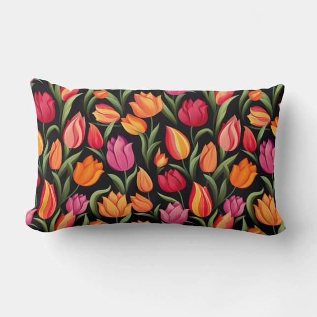 Tulips Cotton Throw Pillow (Front)