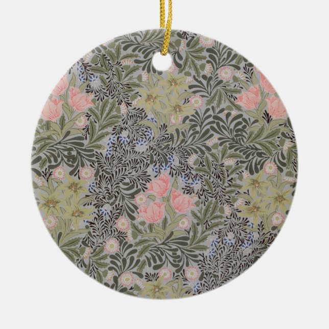 Tulips, Daisies and Honeysuckle Ceramic Tree Decoration (Front)