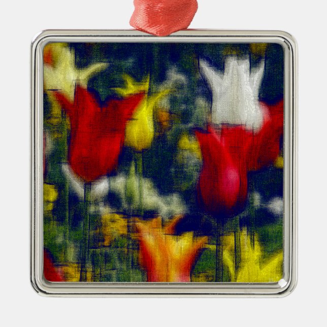 Tulips digital effect of style "impression"   metal ornament (Front)