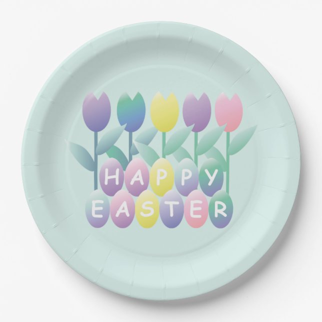 Tulips Easter Eggs Party Plates (Front)