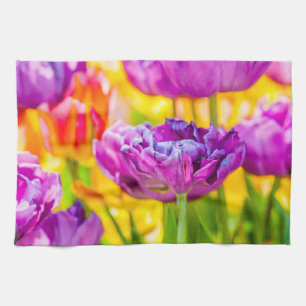 Tulips Enchanting Dark Pink Tea Towel