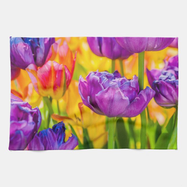 Tulips Enchanting Deep Pink Tea Towel (Horizontal)