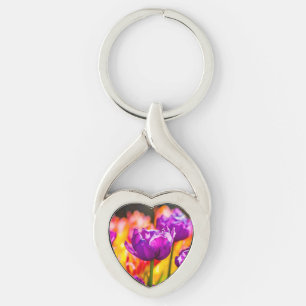 Tulips Enchanting Purple Key Ring