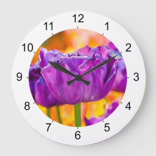 Tulips Enchanting Purple Large Clock