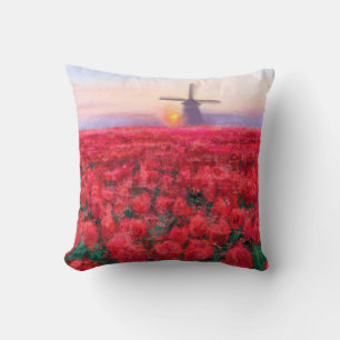Tulips Field - Landscape - Spring in Netherland Cushion