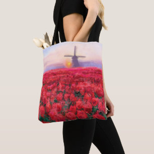Tulips Field - Landscape - Spring in Netherland Tote Bag