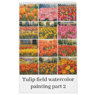 Tulips field watercolor painting 2 calendar